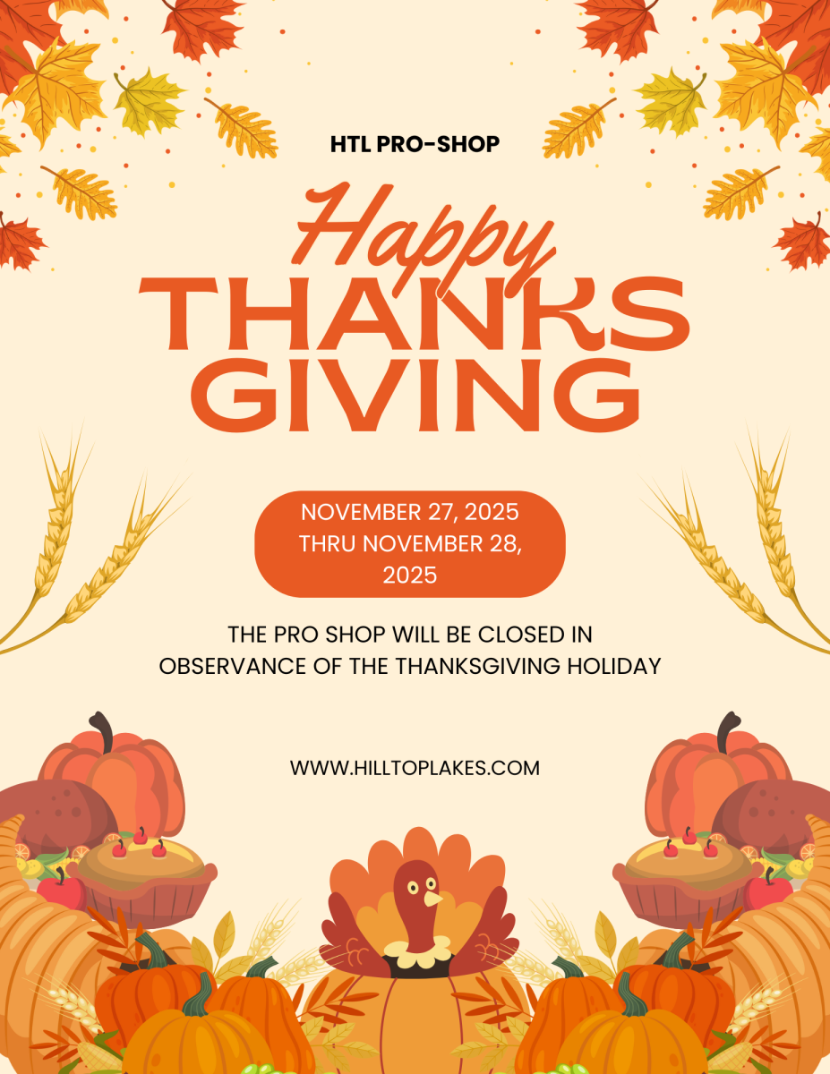 Pro Shop Closed for Thanksgiving
